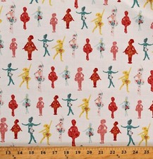 Cotton Ballerinas Dancing Ballet Girls Cotton Fabric Print by the Yard D401.47