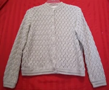 Womens Carol Brent for Montgomery Ward 1960's Vintage Crochet Cardigan Beige