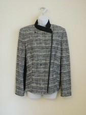 NWT AKRIS Grey Black Cotton Wool Tweed Zipper Front Jacket 16