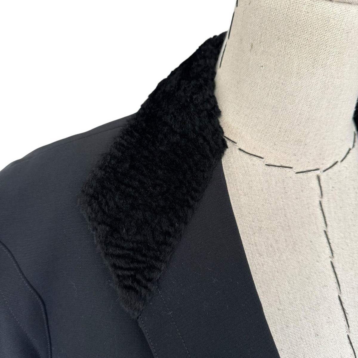 Rare Thierry Mugler Vintage 90s Black Jacket Blazer Faux Fur Trim