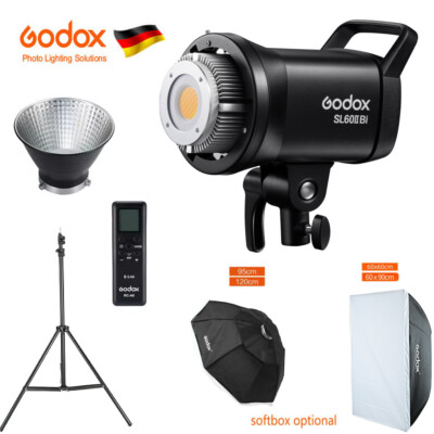 DE Godox SL60IIBi 2.4G Wireless X System Video Licht + Bowens Softbox Stand Kit