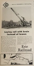 Erie Railroad Magazine Ad Train Advertisement Laying Rail 1950 Picture Wall Art 