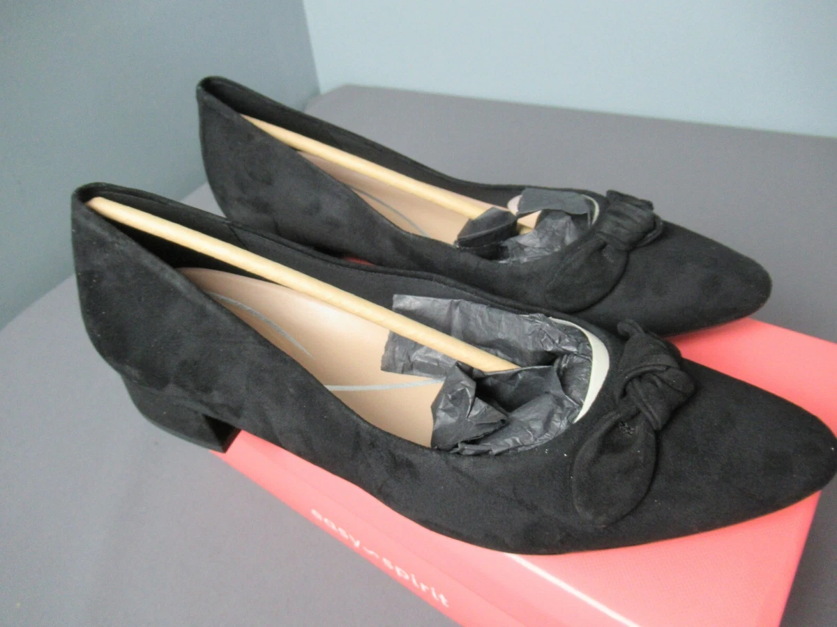 NIB Easy Spirit Calasee Flat w Bow Shoes Black Sz 9.5M 4 e tst