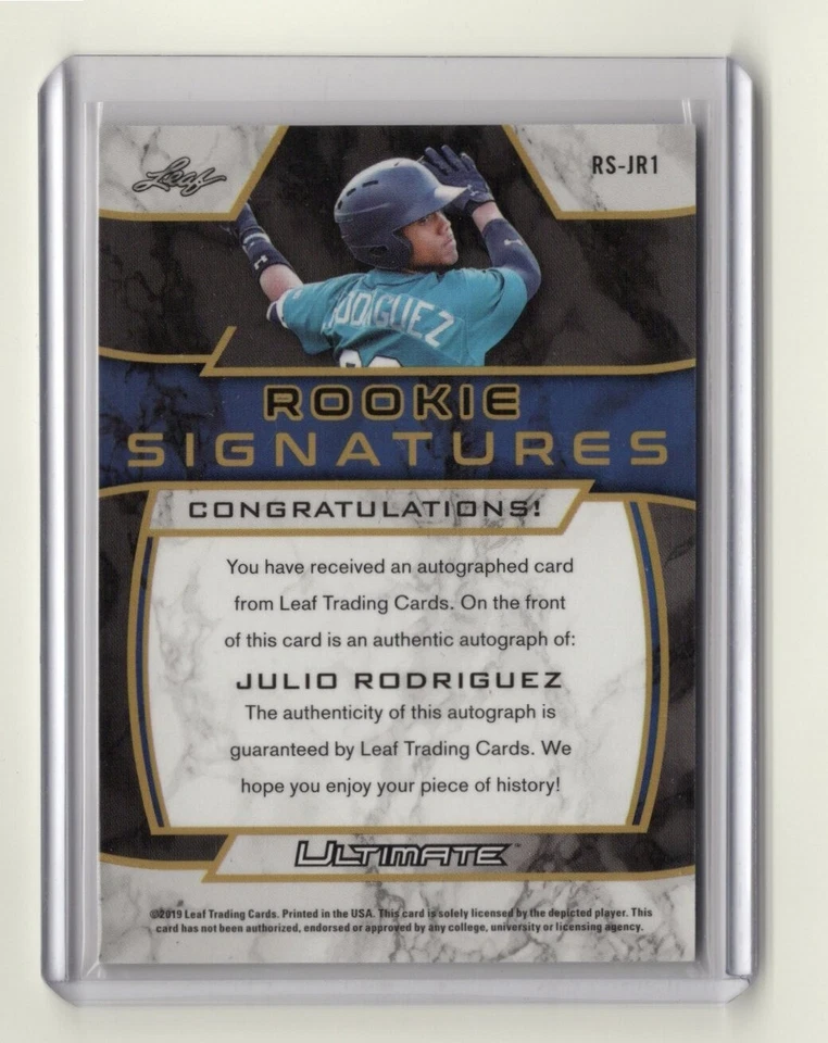 JULIO RODRIGUEZ - MARINERS - 2019 LEAF ULTIMATE - ROOKIE AUTO #'d 10/25 - SWEET! - Image 2 of 2