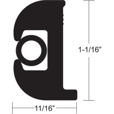 TACO Flex Vinyl Rub Rail Kit - Black w/Black Insert - 70' - 1-1/16'' x 11/16'' [V1