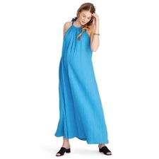 Hatch Maternity Women's THE SIENNA DRESS Ocean Blue Cotton Size O/S (Onesize)NEW