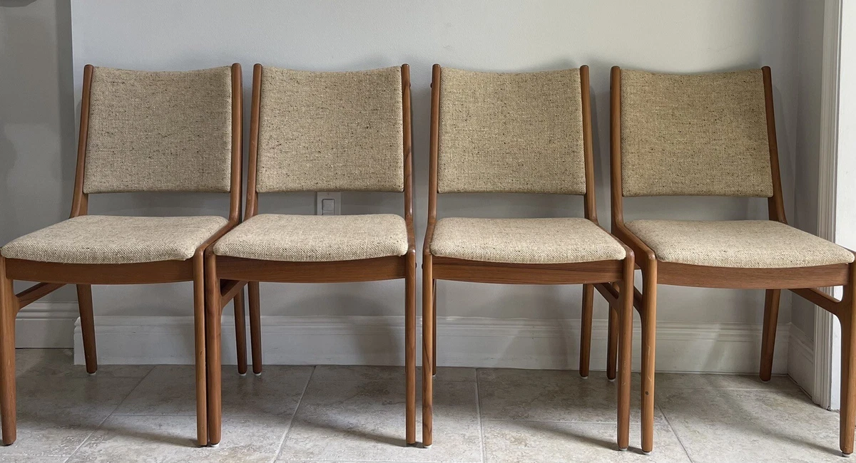 Mid Century Modern D Scan Teak Dining Room Table Chair Set Of 6 eBay