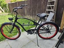 Rare Electra Rat Rod 3 speed beach cruiser matt black with flames. 26"