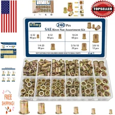 6-Piece Rivet Nut Set: Zinc Plated Carbon Steel with Flat Head Vertical Threads