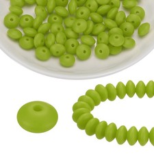 100Pcs Silicone Beads 12mm Lentil Rubber Focal Beads Bulk, Celadon