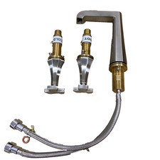 Modern 8" Widespread Waterfall Lav Faucet Tri-Spoke Cross Handles Brushed Nickel