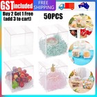 50X Clear Square Gift Cases Transparent Plastic PVC Favour Boxes Party Present