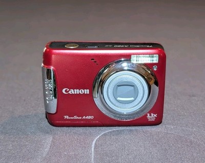 *TESTED* Canon PowerShot A480 RED Compact Digital Camera 10MP 3.3x Zoom