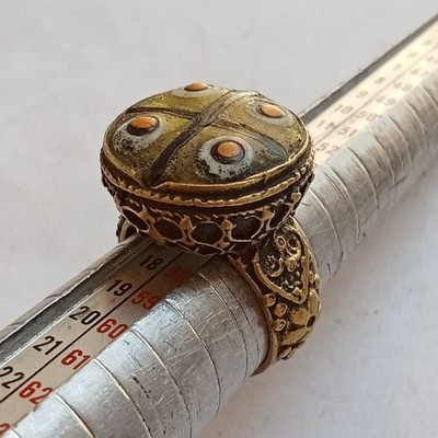 EXTREMELY RARE ANCIENT ROMAN BRONZE RING MULTICOLOR STONE OLD ANTIQUE ARTIFACT