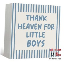 Boy Nursery Decor Wooden Box Sign, Thank Heaven for Little Boys Wood Block