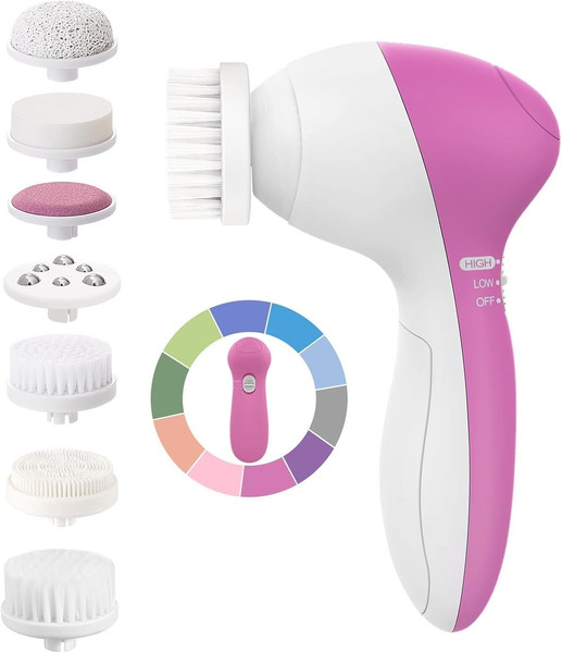COSLUS Cepillo De Limpieza Facial Eléctrico IPX7, Resistente Al Agua Con 7 Cabez