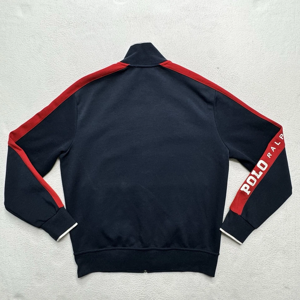 Polo Ralph Lauren Track куртка красная полоса герб логотип черный полный молнии размер M - Изображение 2 из 4
