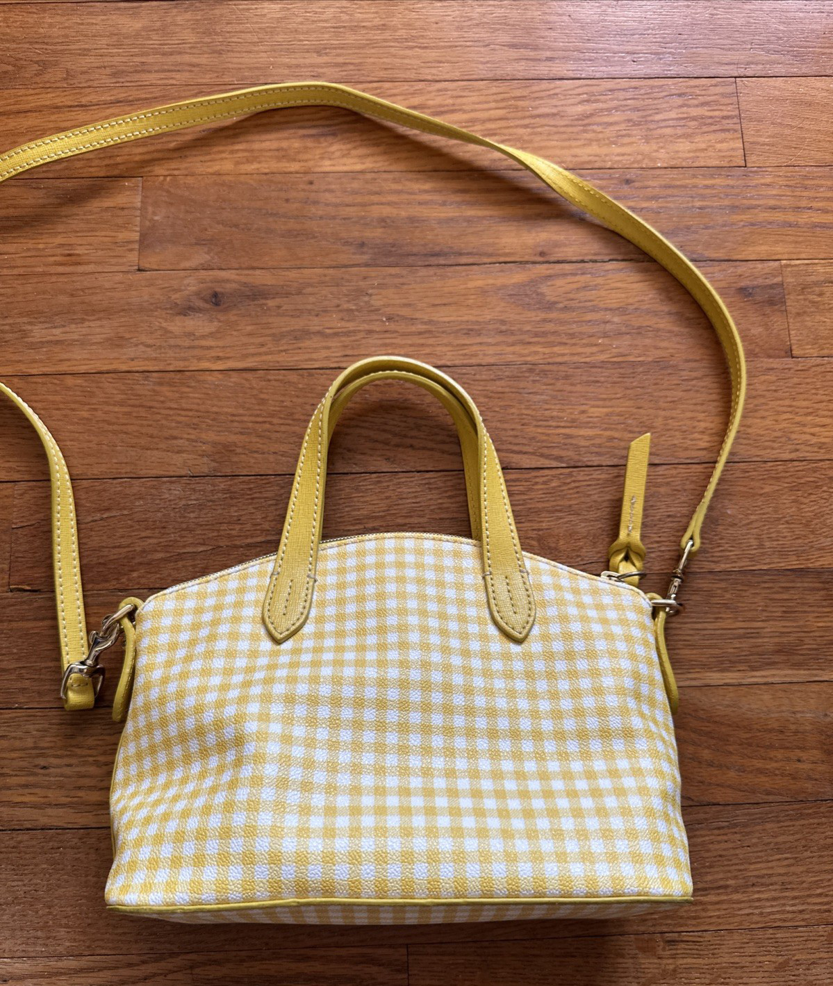 Dooney & Bourke Yellow Gingham Pattern Small Cros… - image 6