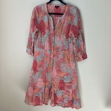 TALBOTS Button Front Shirt Dress Size 10 Floral  Lined Cottagecore Career Summer