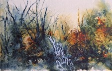 Watercolour & Acrylic Ink original loose abstract foliage nature stream