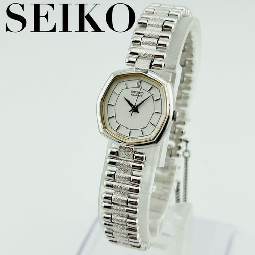 Seiko Ladies Octagon Silver Watch Battery Operated Used