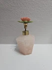 Vintage I.W. Rice PINK MILK GLASS PERFUME BOTTLE Art Deco Flowers 3 3/4" Tall