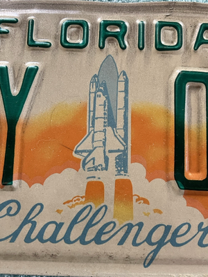1998 Florida License Plate Challenger Space Shuttle BBY 032 Rocket