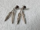 M. Arviso Navajo Sterling Silver Feather Dangle Stud Earrings — photo 5