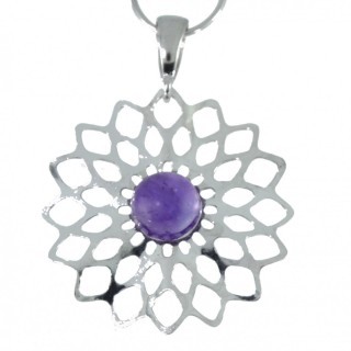 Sterling Silver Amethyst Pendant P26-09 Stone pendant Jewelry