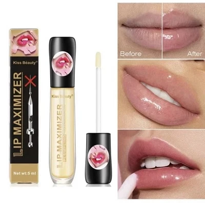 KISS BEAUTY Lip Plumper Extreme Lip Gloss Maximizer Plump Volume Bigger Lips Moisturizing UK