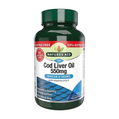 Natures Aid Omega-3 Lebertran 550 mg 120 Weichkapseln