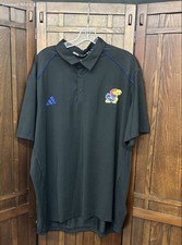 Men's Adidas Black Kansas Jayhawks Coaches AEROREADY Polo Shirt - Sz 2XL, NWT