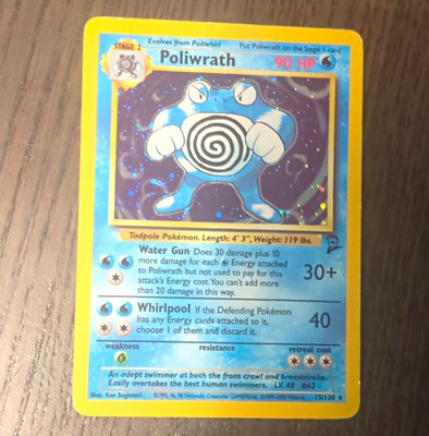 Pokemon Poliwrath 15/130 Holo Base Set 2 2000 WOTC English