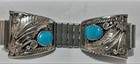 OLD PAWN NAVAJO STIRLING SILVER TURQUOISE WATCH VTG NATIVE AMERICAN, heavy men's — photo 3
