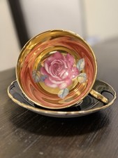 Rare Paragon heavy Gold Floating rose teacup ...