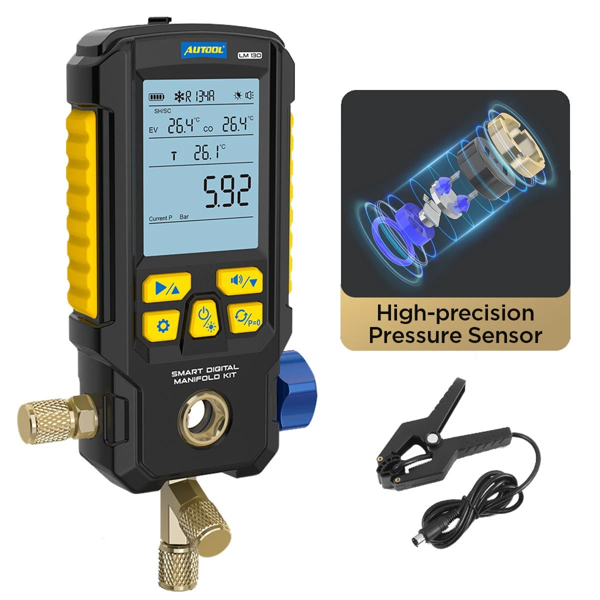 Digital HVAC Refrigeration A/C Manifold Gauge Evacuation Pressure Leak Detector