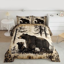 Bear Comforter Set Queen Size Rustic Bedding Set for Kids Boys Girls Cabin Co...