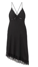 Reformation Milania Black Silk Slip Dress Midi Length Size L NWOT