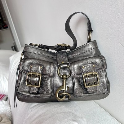 Coach Mandy 65th Anniversary Legacy Satchel Dark Silver Leather
