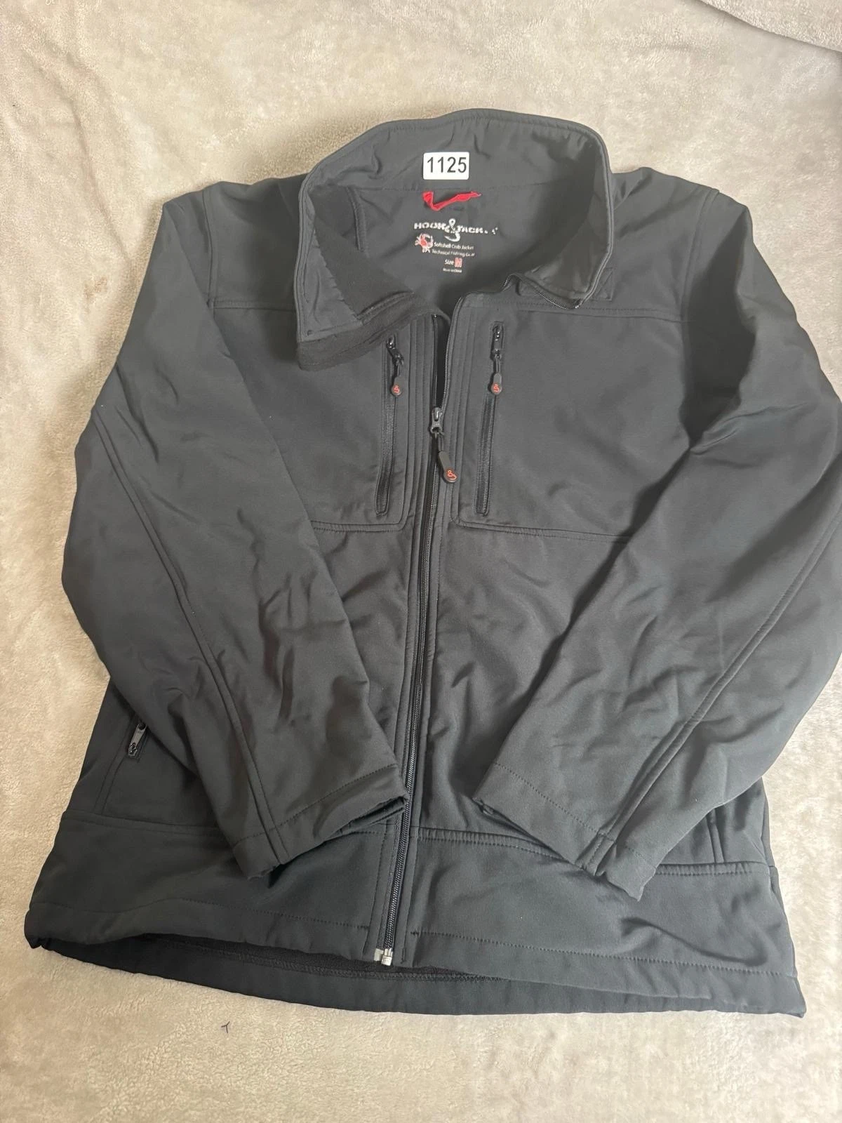 Hook & Tackle Jacket Men Medium Black Softshell Crab Jacket Wind Water resistant