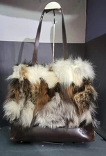 Patricia Nash Genuine Fur Tote Purse–Multi-Color Patchwork Leather Handbag