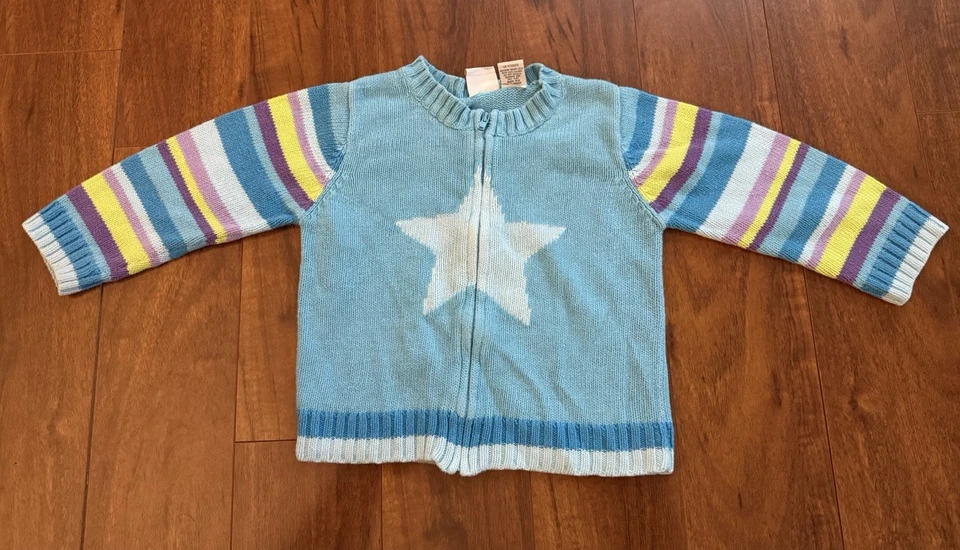 Cárdigan Vintage Circo 4T Estrella Suéter Azul Manga Rayas Cremallera  Foto 4 de 4