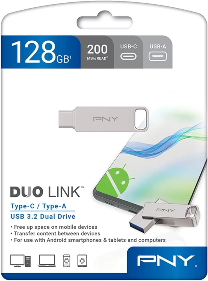 PNY 128GB DUO LINK USB 3.2 Type-C Dual Flash Drive for Android Devices and Compu - Image 4 of 4