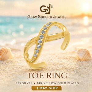 Authentic CZ Infinity Adjustable Toe Simulated Diamond Girl & Women 14k Yellow Gold Plated