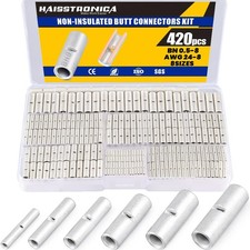 Non Insulated Butt Connectors Kit 420pcs Butt Connectors for Wiring Pure Copper