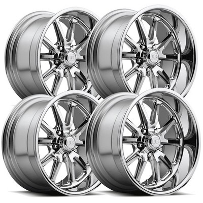 (Set of 4) Staggered-US Mags U110 Rambler 18x8,18x9.5 5x4.75'' Chrome Wheels Rims
