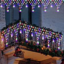 Christmas Lights Outdoor Decorations 218 LED 13.8Ft Curtain Fairy Lights with 12