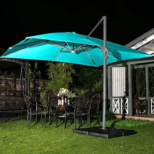 Sunnyglade 10x13ft Solar Powered LED Cantilever Patio Umbrella Square  Deluxe ... | eBay