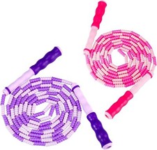 2 Pack Beaded Jump Rope Tangle-Free Skipping Rope for Kids Women Men