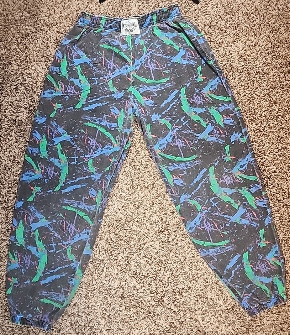 Vintage International BAGGYZ Parachute Gym Pants 80s Color Splash